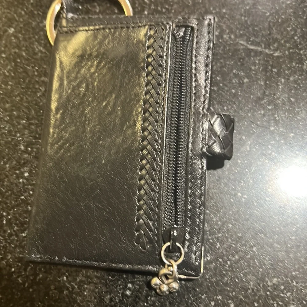 BRIGHTON black pebbled leather key holder case wallet